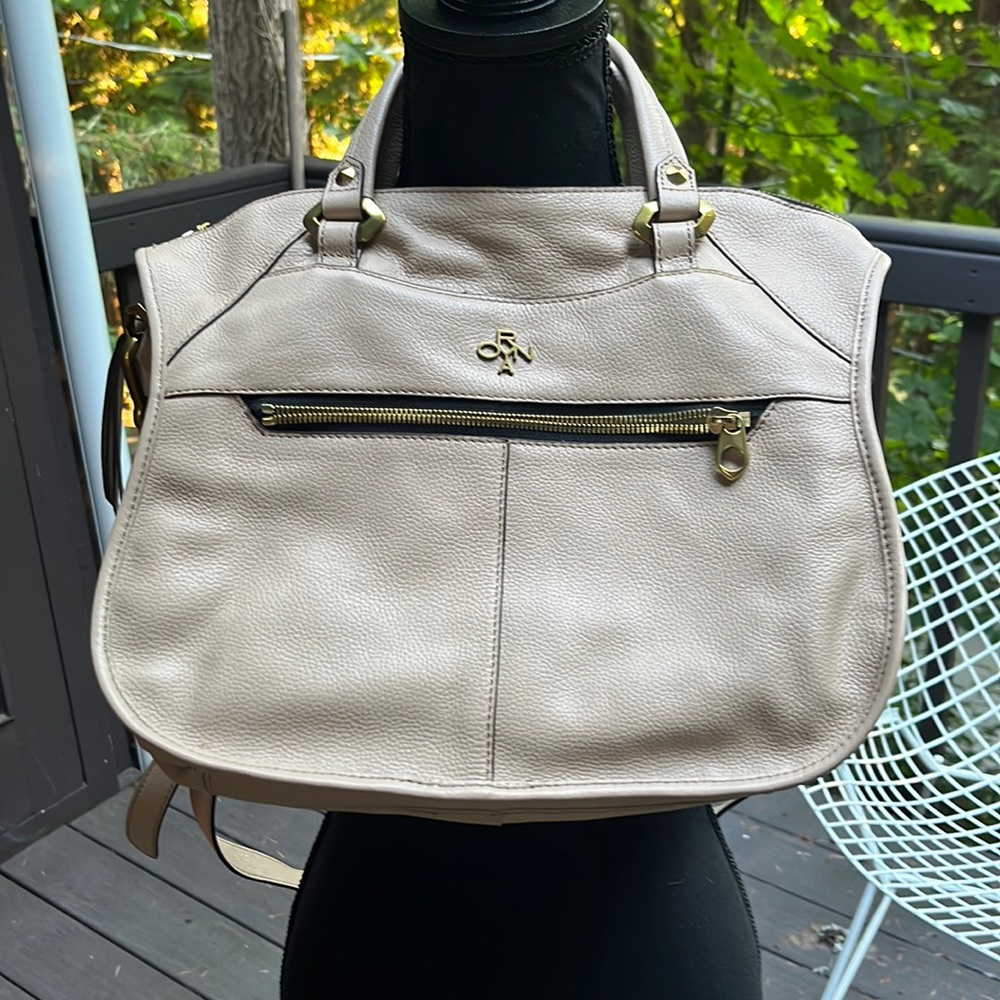 Taupe leather cross body bag